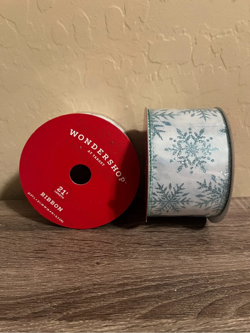 Target Wondershop Ribbon White Blue Glitter Snowflake Christmas Holiday DIY